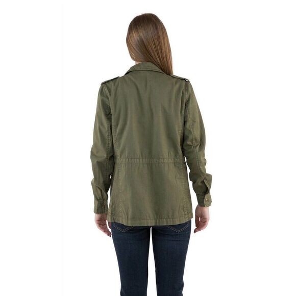 Lily Aldridge for Velvet Womens Green Denim Utility Jacket Size P Petite Small - Picture 2 of 10